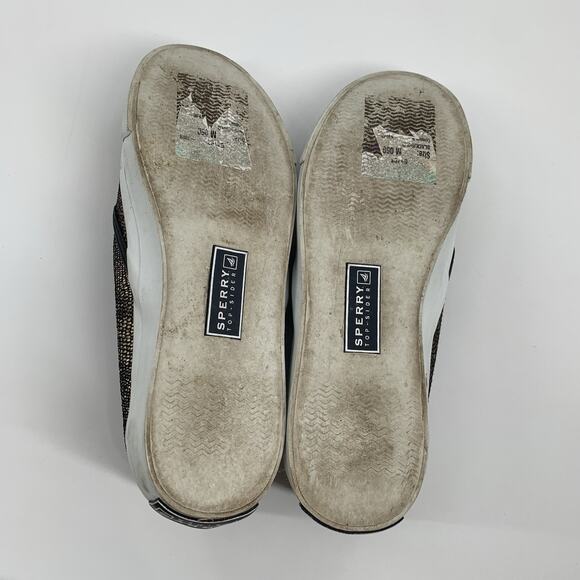 Sperry Top Sider Snakeskin Print Slip On Canvas Loafers Size 6 Womens Black Gold - Picture 8 of 8